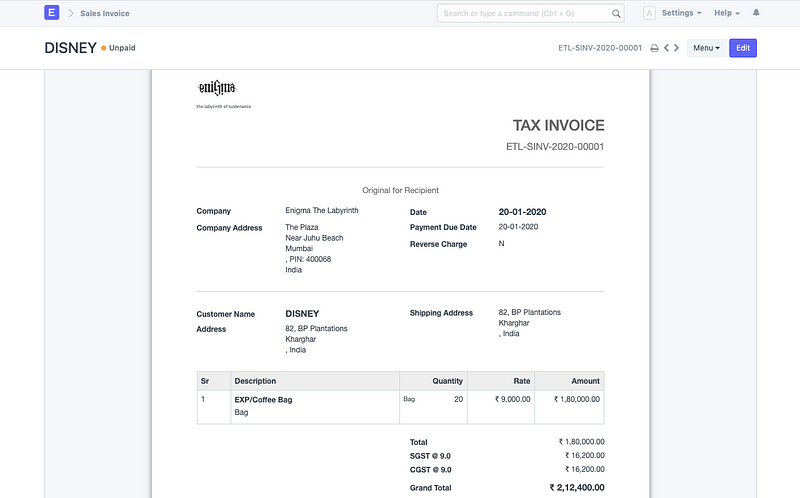 5 Bước Lập Hóa Đơn trong ERPNext