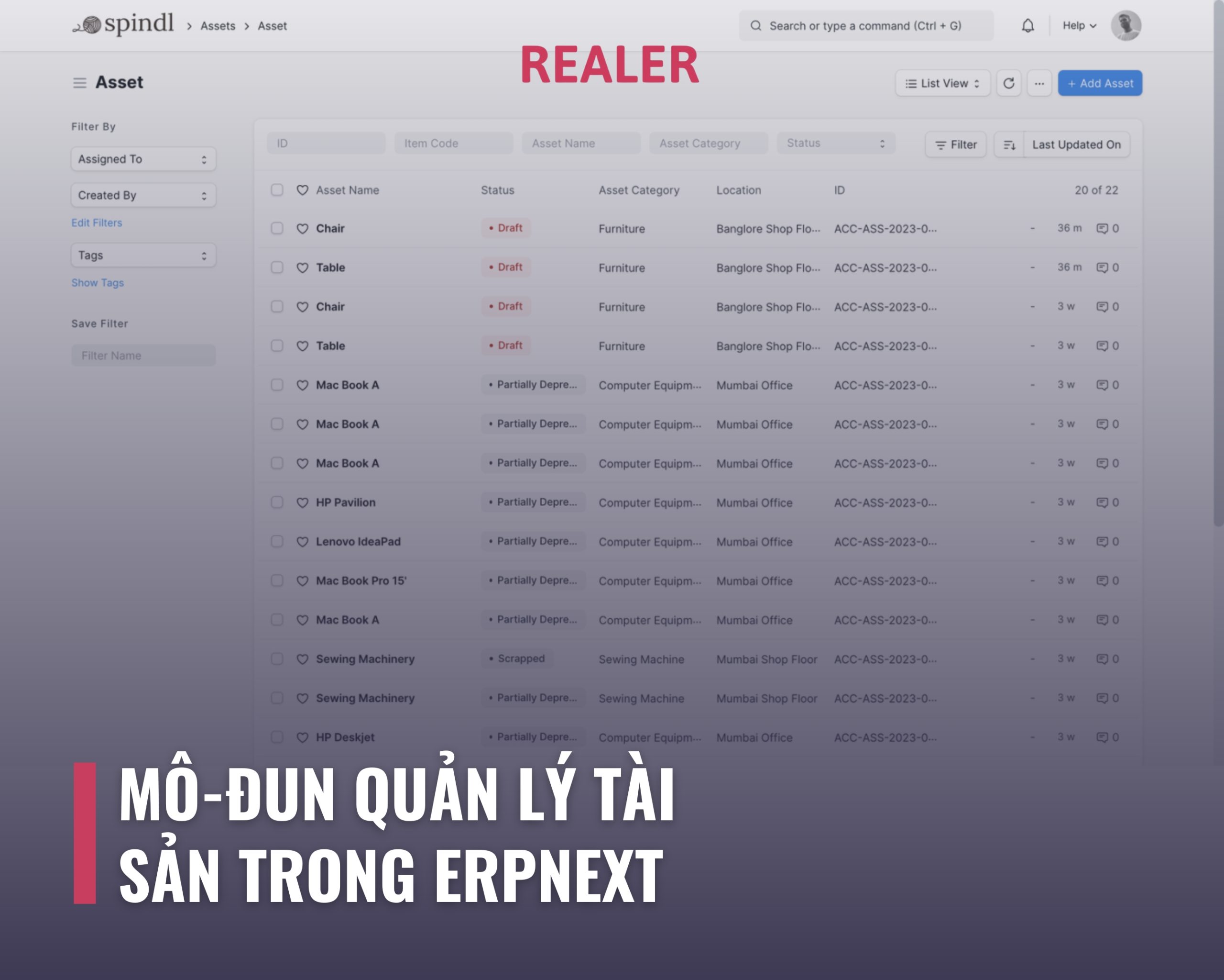 Mô-đun Quản lý Tài sản trong ERPNext - ERPNext Việt Nam