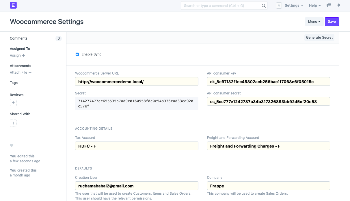 Hướng dẫn tích hợp WooCommerce trên ERPNext