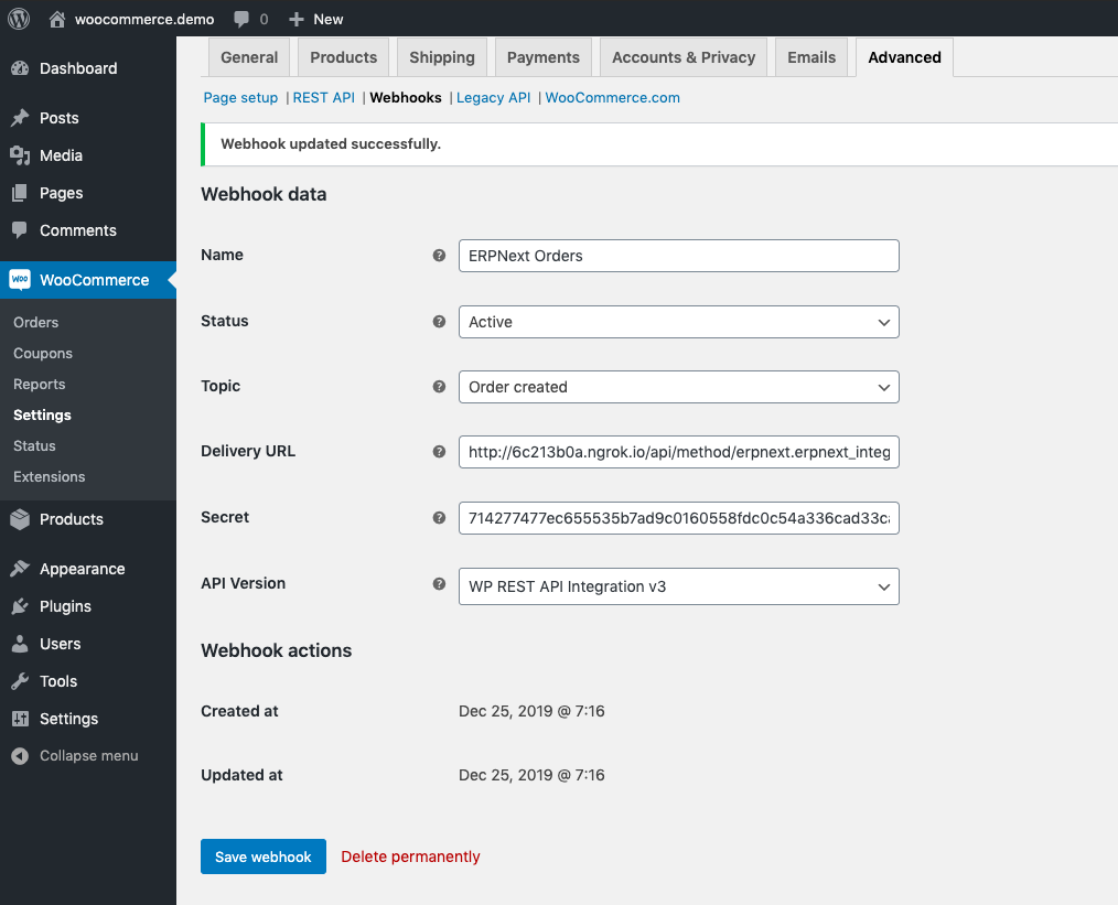 Hướng dẫn tích hợp WooCommerce trên ERPNext